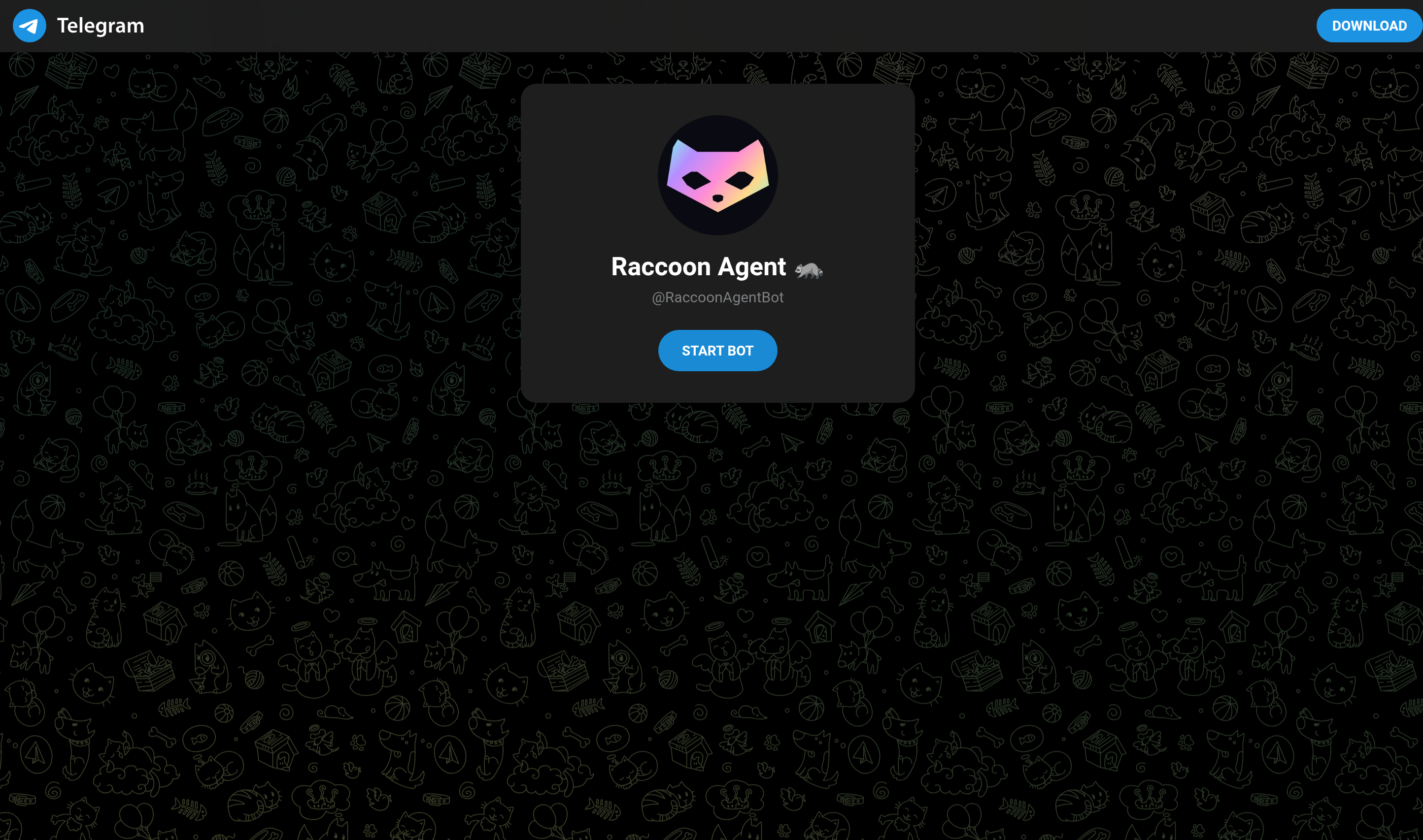 Telegram-Seite des Raccoon Agent Bots