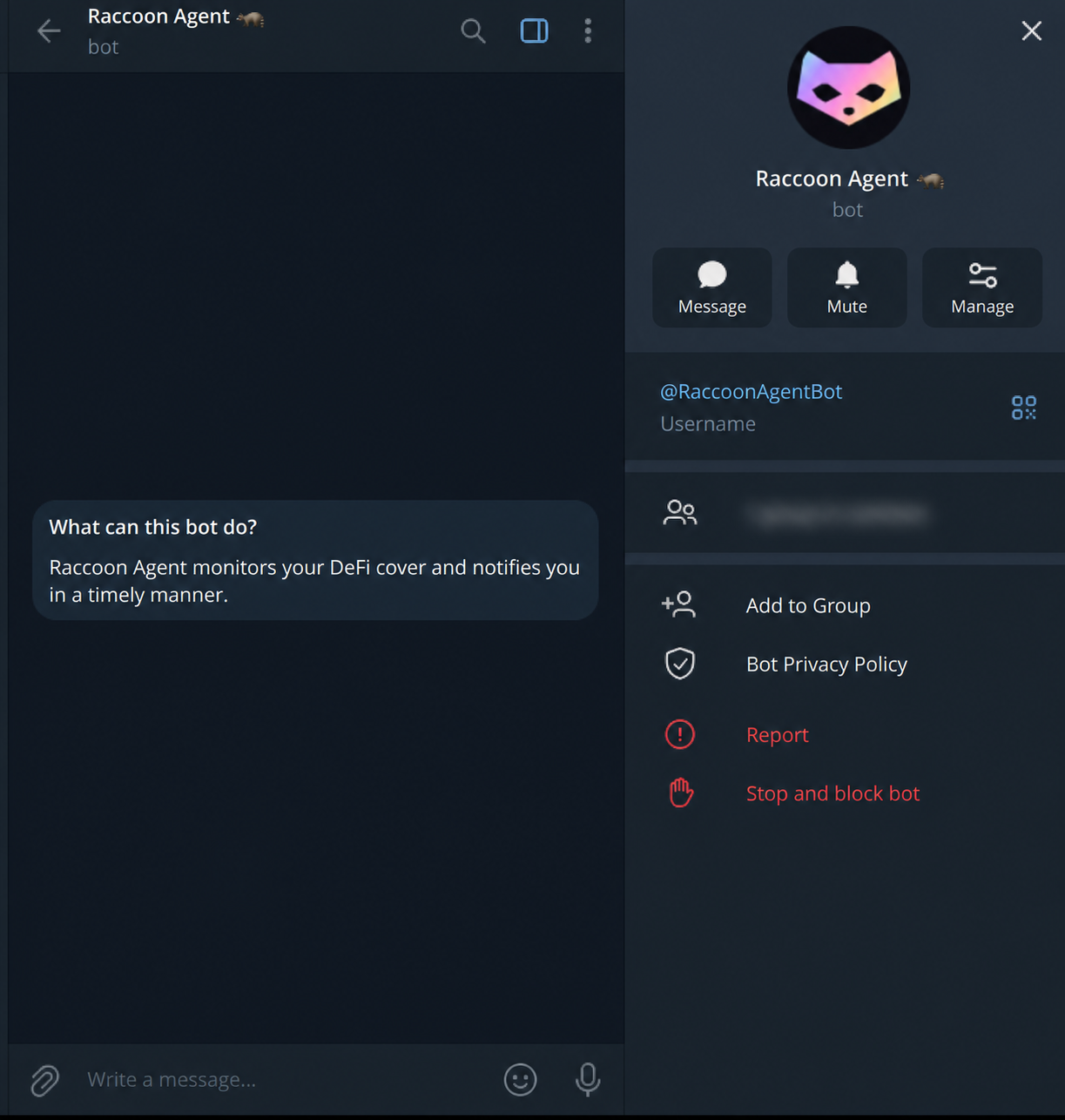 Profil des Raccoon Agent Bots